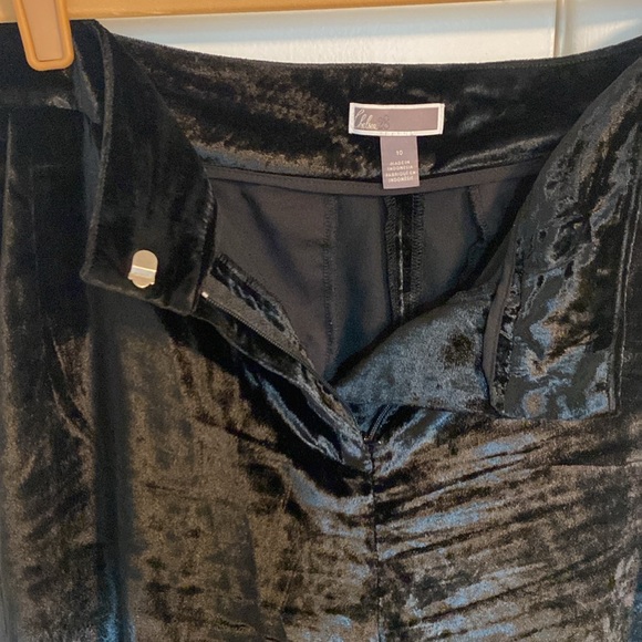 Chelsea28 Black Tuxedo Striped Wide Leg Velvet Pants. Size 10 - Picture 3 of 8